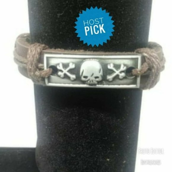 New unisex Leather Skull Bracelet - Picture 1 of 4